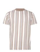 Towel Striped O-Neck Tee S/S Tops T-Kortærmet Skjorte Beige Lindbergh