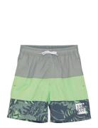 Swim Long Shorts, Colorblock Badeshorts Green Color Kids