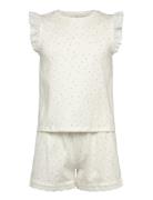 Floral Cotton Pyjamas Pyjamassæt White Mango