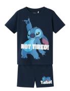 Nmmarush Stitch Nreg Ss Nightset Wdi Pyjamassæt Navy Name It