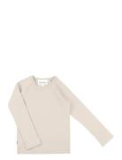 Classic Rib Shirt Tops T-shirts Long-sleeved T-Skjorte Beige Gugguu
