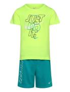 Ks-Knit Short Set Sport Sets With Short-sleeved T-shirt Blue Nike