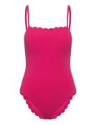Scallop Bandeau Bs Badedragt Badetøj Pink Hunkemöller