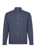 Anf Mens Wovens Tops Shirts Linen Shirts Blue Abercrombie & Fitch