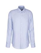 Cityhemden 1/1 Arm Tops Shirts Linen Shirts Blue Seidensticker