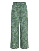 Paisley-Print Linen Trousers Bottoms Trousers Linen Trousers Green Man...