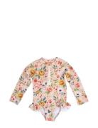 Vilje – Uv-Dragt 1-2 År – Ocean Blossom Badedragt Badetøj Pink Filibab...