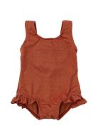 Swimsuit Butterfly Printed Badedragt Badetøj Brown Petit Piao