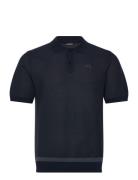 Reymond Structure Knit Polo Tops Knitwear Short Sleeve Knitted Polos N...