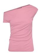 Jersey Asymmetrical Off-The-Shoulder Top Tops T-shirts & Tops Short-sl...