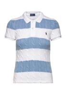 Slim Fit Cable-Knit Polo Shirt Tops T-shirts & Tops Polos Blue Polo Ra...