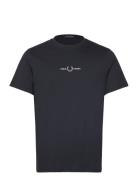 Embroidered T-Shirt Tops T-Kortærmet Skjorte Navy Fred Perry