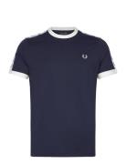 Taped Ringer T-Shirt Tops T-Kortærmet Skjorte Blue Fred Perry