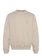 Orbit Emb Sweater Tops Sweatshirts & Hoodies Sweatshirts Beige Daily P...