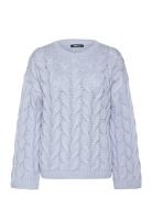 Cable Knitted Sweater Tops Knitwear Jumpers Blue Gina Tricot