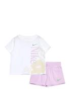 Ks-Knit Short Set Sport Sets With Short-sleeved T-shirt Pink Nike
