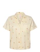 Jacket Ss Cotton Croissant Pyjamas Nattøj Yellow Hunkemöller