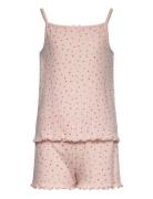 Pajama Pointelle Ss Pyjamassæt Pink Lindex