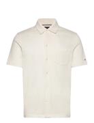 Open Knit Full Placket Reg Polo Tops Knitwear Short Sleeve Knitted Pol...
