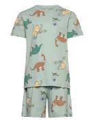Pyjama Tee Shorts Vehicle Boat Pyjamassæt Blue Lindex