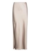 Maxikjol I Satin Lang Nederdel Cream Lindex