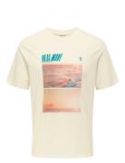 Onsmagdy Life Reg Photoprint Ss Tee Tops T-Kortærmet Skjorte Cream ONL...