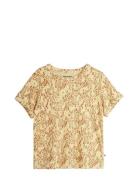 Mini Leopard Aop Ss Tee Tops T-Kortærmet Skjorte Beige Mini Rodini