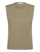 Short-Sleeved Cotton T-Shirt Tops T-shirts & Tops Sleeveless Yellow Ma...