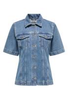 Onlthalia Ss Fitted Dnm Shirt Cro Tops Shirts Denim Shirts Blue ONLY