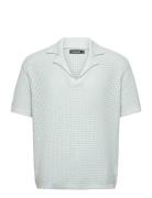 Ethan Open Collar Knit Polo Tops Knitwear Short Sleeve Knitted Polos B...