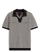 Knitted Textured Polo Tops Polos Short-sleeved Navy Tommy Hilfiger