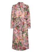 Dotted Georgette Kaftan Knælang Kjole Pink By Ti Mo