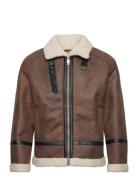 Faux Shearling Jacket Læderjakke Skindjakke Brown Lindbergh