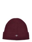Unisex. Shield Wool Beanie Accessories Headwear Beanies Burgundy GANT