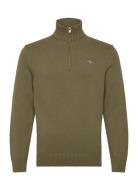 Casual Cotton Half Zip Tops Knitwear Half Zip Jumpers Grey GANT