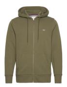 Reg Shield Full Zip Hoodie Tops Sweatshirts & Hoodies Hoodies Khaki Gr...