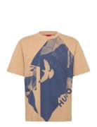 Didove Tops T-Kortærmet Skjorte Beige HUGO