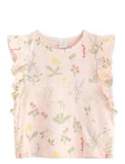 Top Ss Flounces Aop Tops T-shirts Sleeveless Pink Lindex