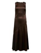 Objsally Sl Long High Neck Dress E Div Knælang Kjole Brown Object