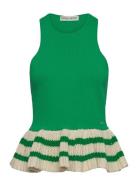 2383 Lightweight Knit, Ruffle Tank Tops T-shirts & Tops Sleeveless Gre...