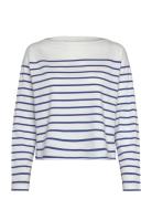 Striped Cotton Jersey Boatneck Top Tops Knitwear Jumpers White Lauren ...