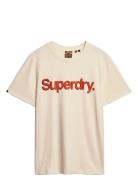 Classic Core Logo Shadow Tee Tops T-Kortærmet Skjorte Beige Superdry