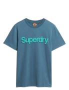 Classic Core Logo Shadow Tee Tops T-Kortærmet Skjorte Blue Superdry