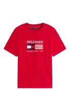 Americana Monotype Flag Box Tee Tops T-Kortærmet Skjorte Red Tommy Hil...
