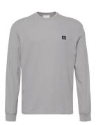 Ls Waffle Badge Crewnk Tee Tops Sweatshirts & Hoodies Sweatshirts Grey...