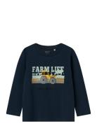 Nmmlactor Ls Top Box Tops T-shirts Long-sleeved T-Skjorte Navy Name It