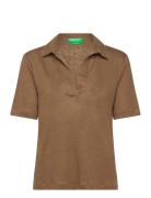 H/S Polo Shirt Tops Blouses Short-sleeved Brown United Colors Of Benet...