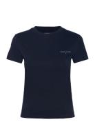 Tjw Slim Linear Ss Tee Ext Tops T-shirts & Tops Short-sleeved Black To...