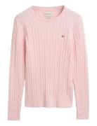 Stretch Cotton Cable C-Neck Tops Knitwear Jumpers Pink GANT