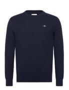Textured Cotton C-Neck Tops Sweatshirts & Hoodies Sweatshirts Navy GAN...